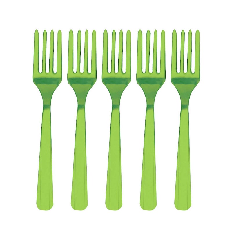 Amscan Elegant Kiwi Green Plastic Fork (Pack Of 20) - Eco-Friendly  Durable & Eye-catching  Perfect For Parties & Events - Image 2