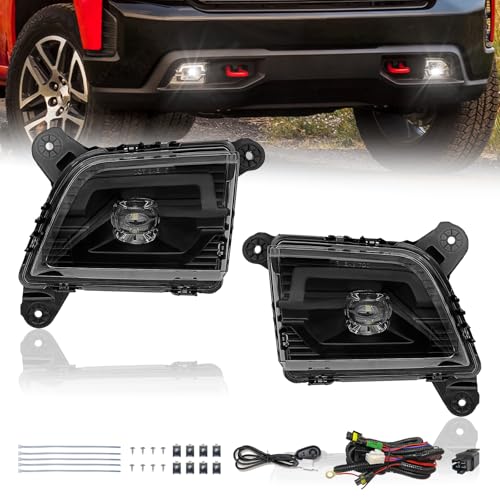 BOXLIGHT LED Fog Light Compatible With 2019 2020 2021 2022 Chevy Silverado 1500,A Pair Of Front Fog Lamps With Clear Lens And Switch & Wiring Kit(Black Housing) - Image 1