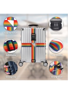 Rubik Cross Luggage Strap with Password, 150 Inch Adjustable Heavy Duty Travel Packing Belt for Bag Baggage Suitcase Safety (2 Pack, Black)  - Image 3