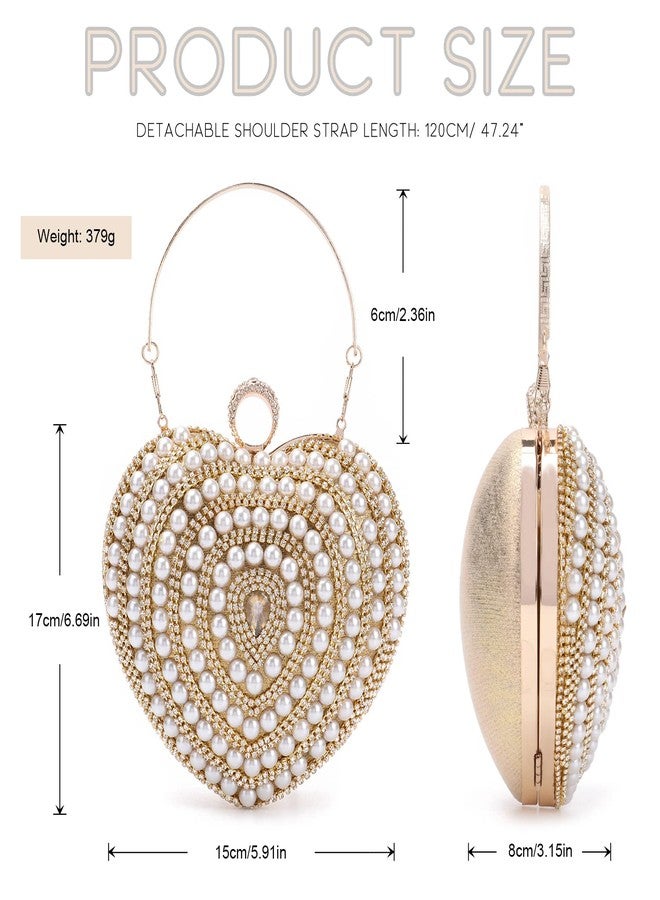SUKUTU Cute Heart Shape Clutch Bag Women Elegant Pearl Rhinstone Evening Purse Wedding Party Bridal Prom Handbag - Image 5