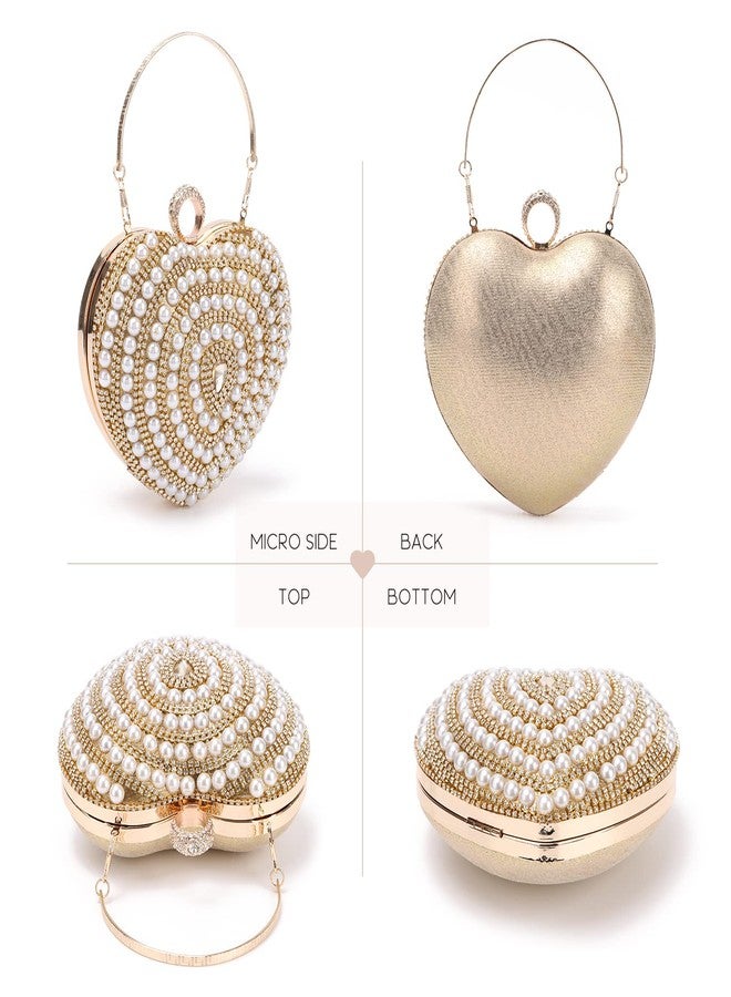 SUKUTU Cute Heart Shape Clutch Bag Women Elegant Pearl Rhinstone Evening Purse Wedding Party Bridal Prom Handbag - Image 4