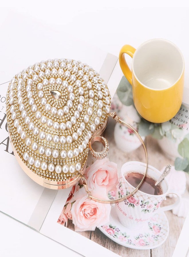 SUKUTU Cute Heart Shape Clutch Bag Women Elegant Pearl Rhinstone Evening Purse Wedding Party Bridal Prom Handbag - Image 3