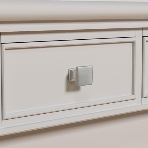 homdiy 5 Pack Cabinet Knobs Brushed Nickel Drawer Knobs - Square Cabinet Knobs for Dresser Drawers Silver Kitchen Cabinet Hardware - Image 2