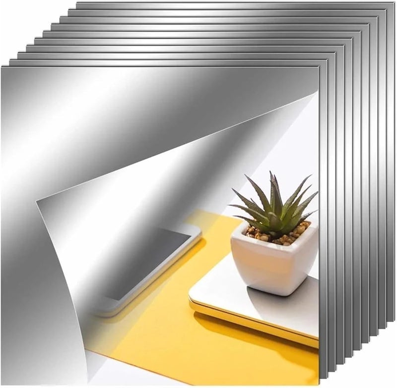 Self Adhesive Mirror 12Pcs Mirror Wall Sticker 15CM Self Adhesive Decal DIY Stickers 3D for Home Living Room Bedroom Decor - Image 1