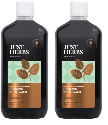Just Herbs Deep Cleansing Cooling Body Wash with Mint and Activated Charcoal for Men and Women 300 ml Pack of 2