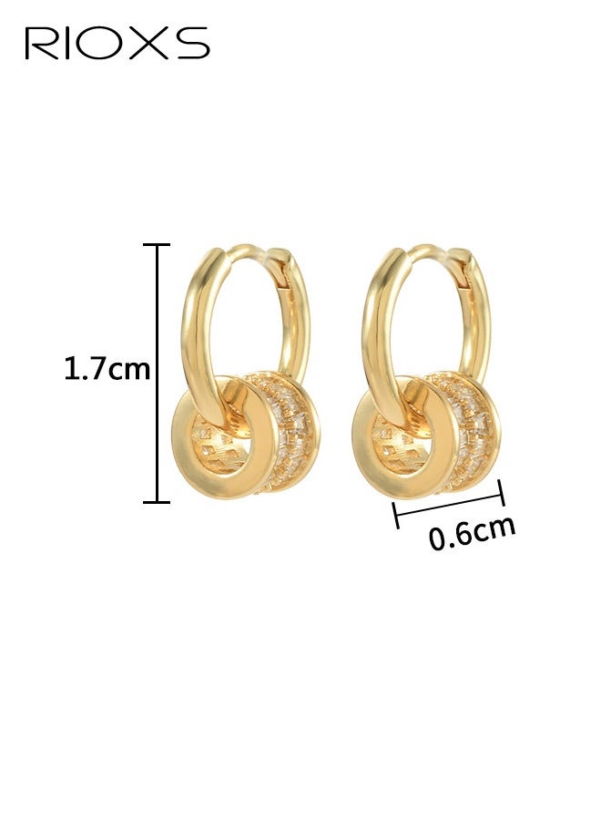 ريوكس أقراط دائرية مطلية بالفضة، أقراط هاجي مضادة للحساسية، أقراط دائرية مرصعة بالزركونيا المكعبة للنساء - Image 4