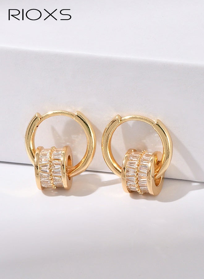 ريوكس أقراط دائرية مطلية بالفضة، أقراط هاجي مضادة للحساسية، أقراط دائرية مرصعة بالزركونيا المكعبة للنساء - Image 3