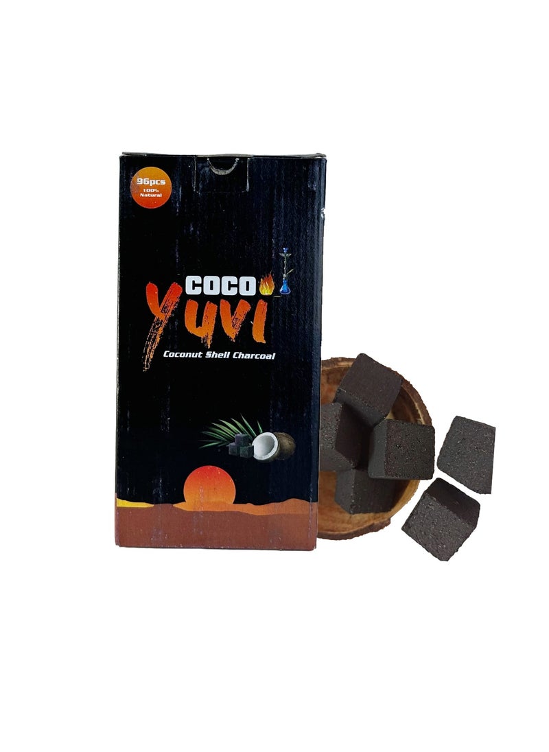 Coco 96-Piece Premium Coconut Shell Charcoal Briquettes 1Kg Black 