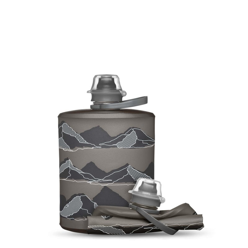 HydraPak Stow Collapsible Water Bottle â€“ 500ml â€“ Ultralight, Leak-Proof, BPA-Free, Filter Compatible Travel & Hiking Flask - MTN Mammoth Grey - Image 1