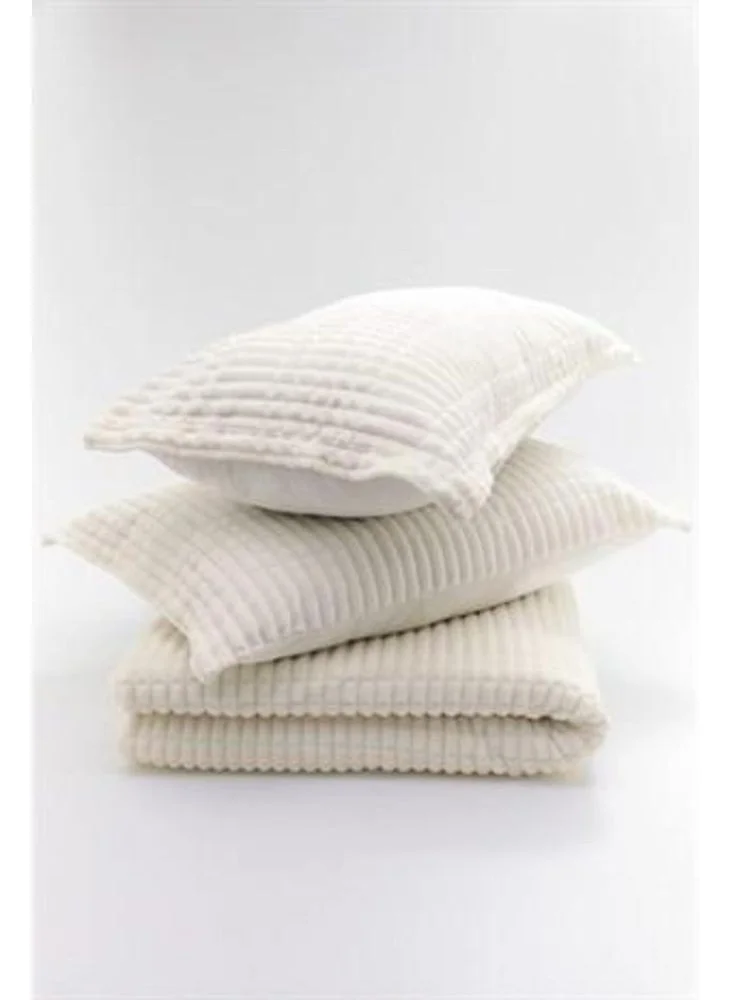 ميرينوس Modern Line 3 Piece Double Blanket Set Bone