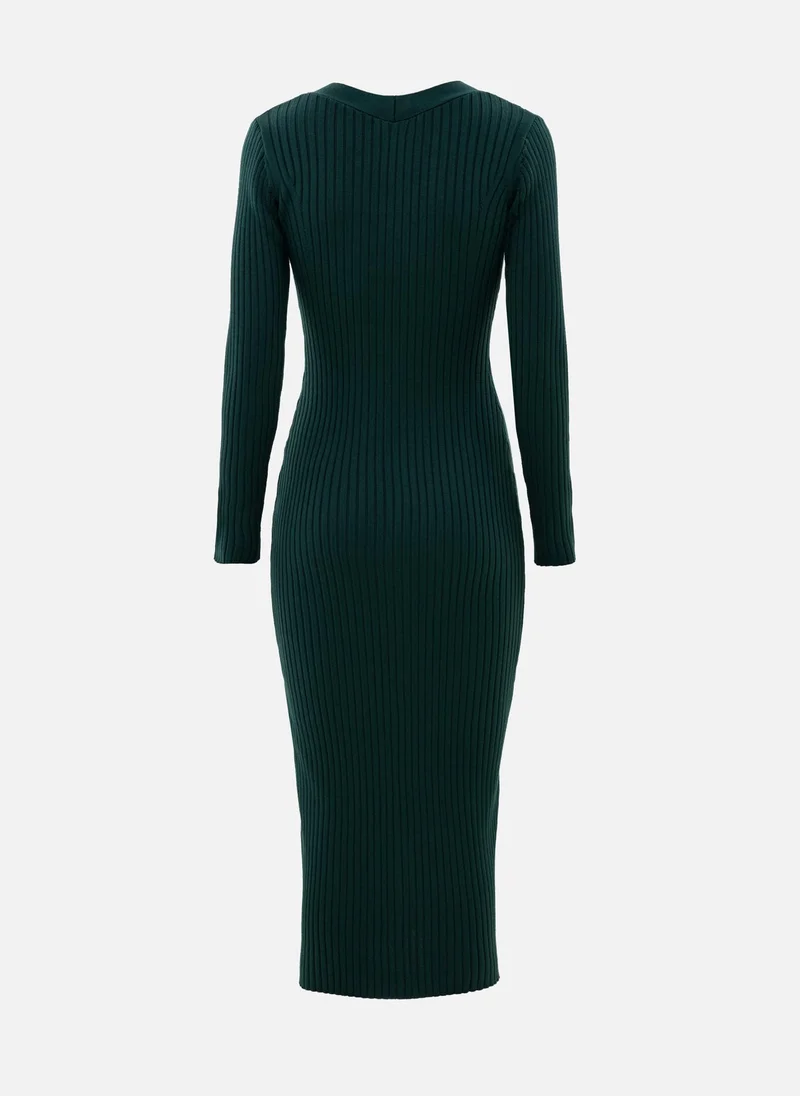 Lichi  Viscose midi dress with golden buttons for Women | Best Price UAE