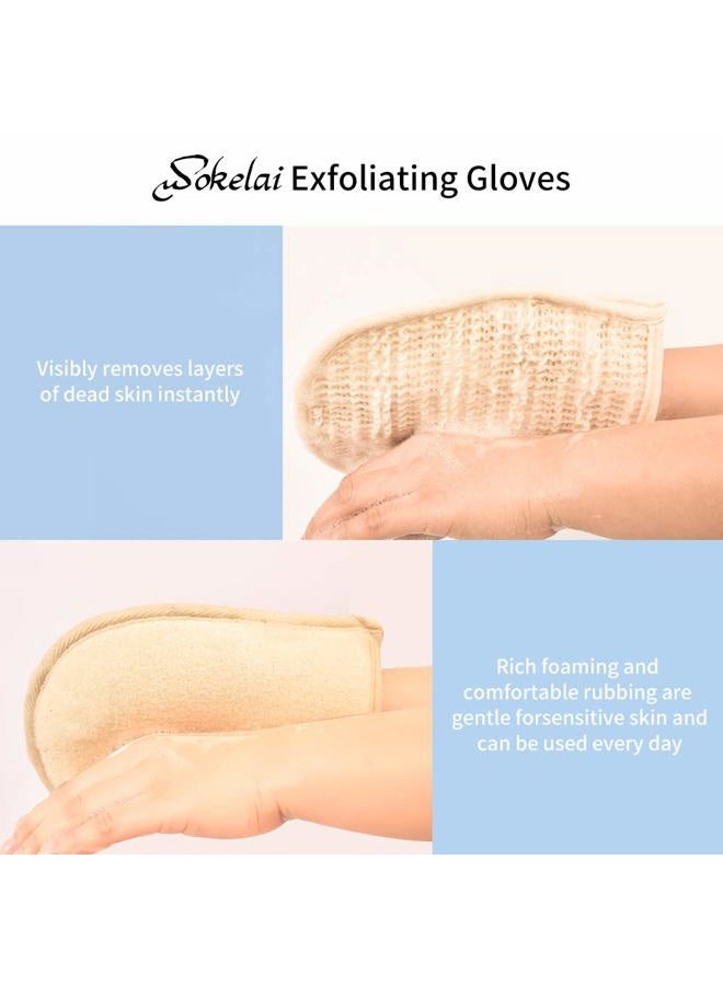 wokelai Exfoliating Loofah Mitt Shower Gloves - Bath Glove Body Scrubber Exfoliator for Remove Dead Skin, Loofa Scrub Mittens for Exfoliation, Double-Sided Luffa Sponges Facial Body Pads for Men Women Bathing - Image 5