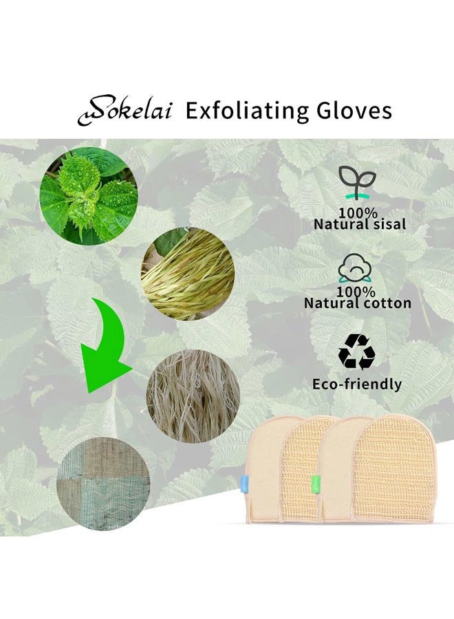 wokelai Exfoliating Loofah Mitt Shower Gloves - Bath Glove Body Scrubber Exfoliator for Remove Dead Skin, Loofa Scrub Mittens for Exfoliation, Double-Sided Luffa Sponges Facial Body Pads for Men Women Bathing - Image 3