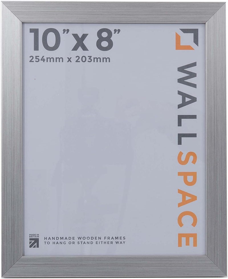 Wall Space 10x8 Photo Frame Silver | Modern Silver 8x10 inch photo frames to fit image size 10x8 inches - With REAL GLASS and made from SOLID WOOD this 10 x 8 Silver frame | Made in UK | 10 x 8 frame Small apartment fit - Image 3