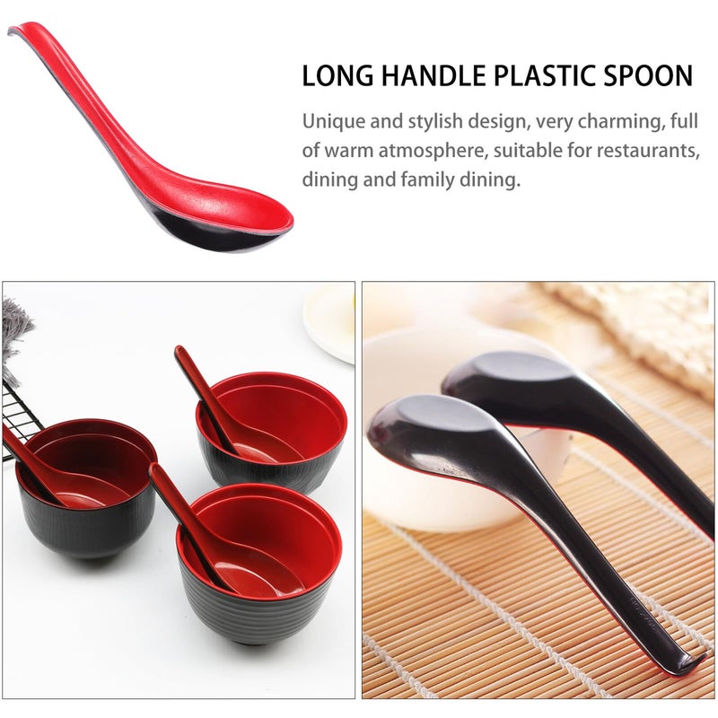 Multipurpose Plastic Soup Spoons Long Handle Sturdy Colored 10Pcs Set - Image 5