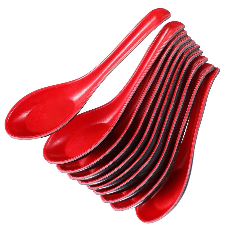 Multipurpose Plastic Soup Spoons Long Handle Sturdy Colored 10Pcs Set - Image 2