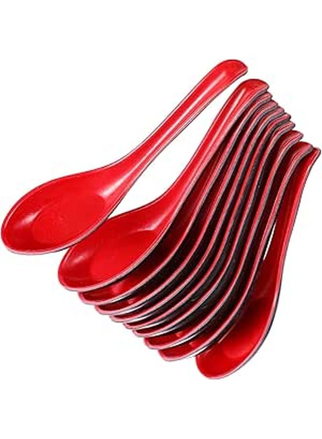 Multipurpose Plastic Soup Spoons Long Handle Sturdy Colored 10Pcs Set - Image 1