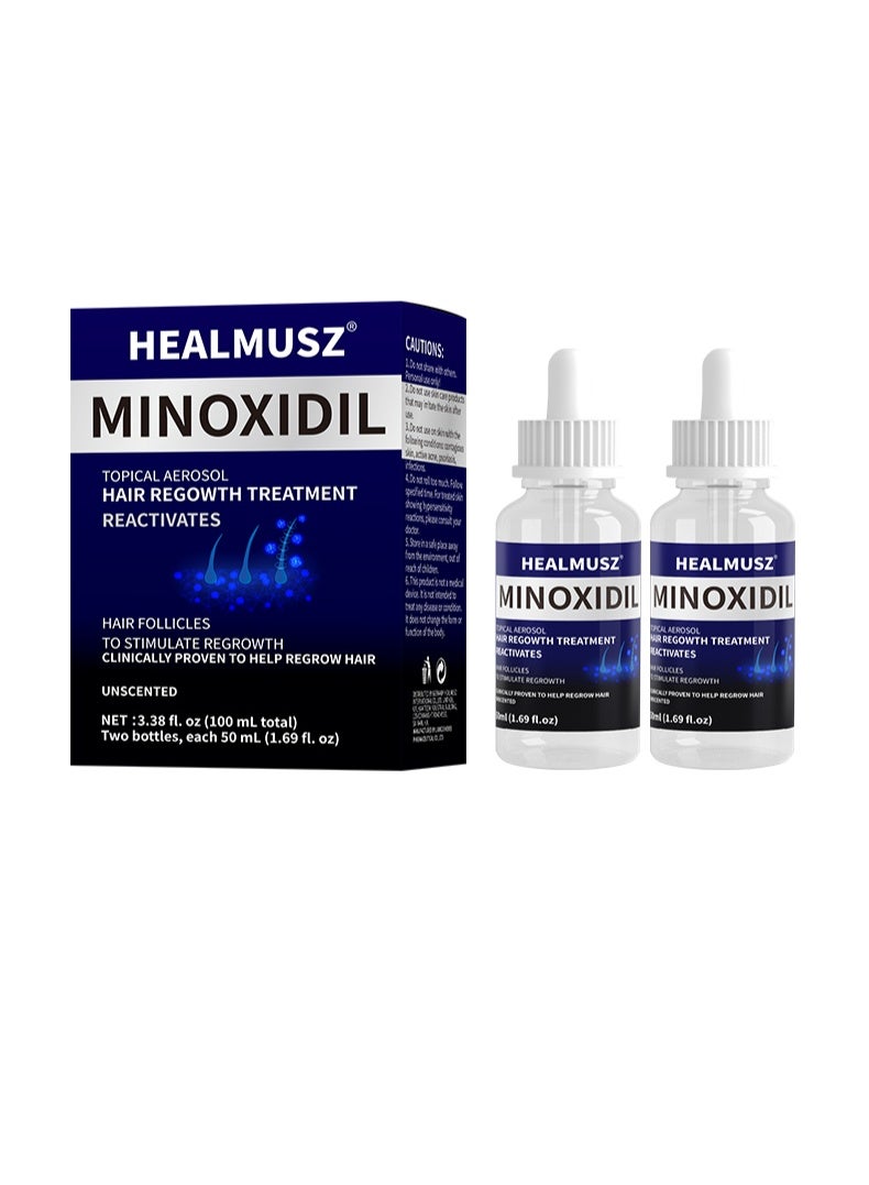 HEALMUSZ HEALMUSZ Minoxidil Hair Growth Spray – Stimulates hair follicles, volumizes and strengthens hair, nourishes hair roots, prevents hair loss, fragrance-free 50ml*2 - Image 1