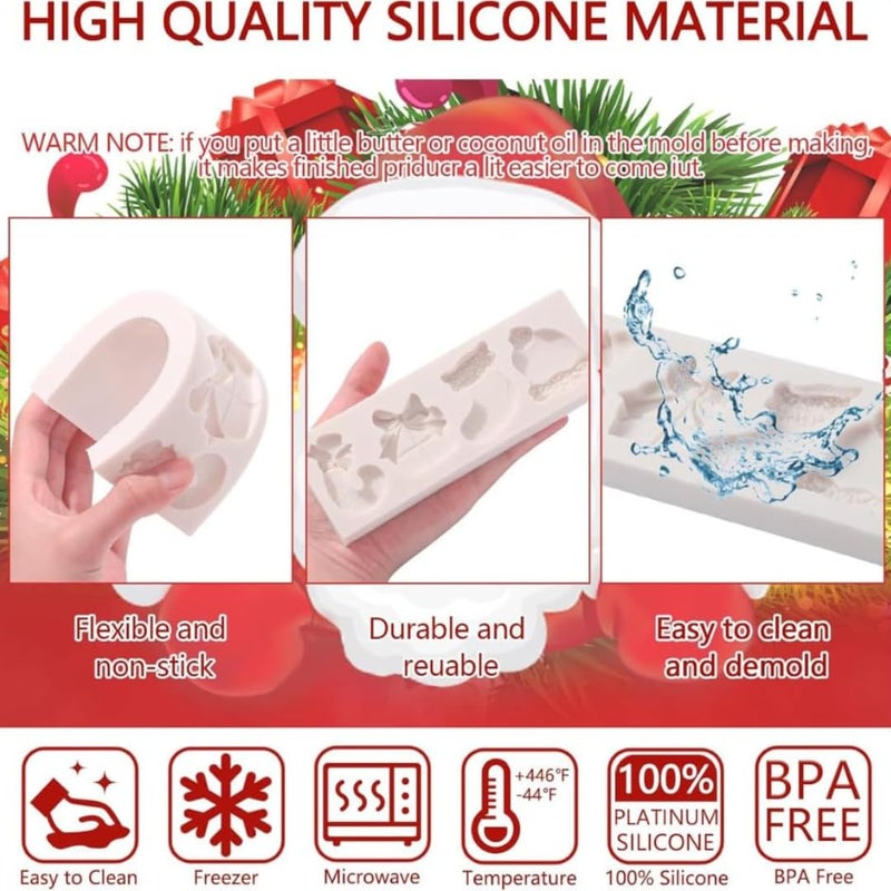 Skytail Skytail 4 Slot Christmas Fondant Mould Gift Box Sock Candy Stick Hat Shape Chocolate Candy Mold Christmas Tree Decoration Cake Decor Sugarcraft Gum Paste Cookie Dough Clay Resin Candle Wax Soap - Image 3