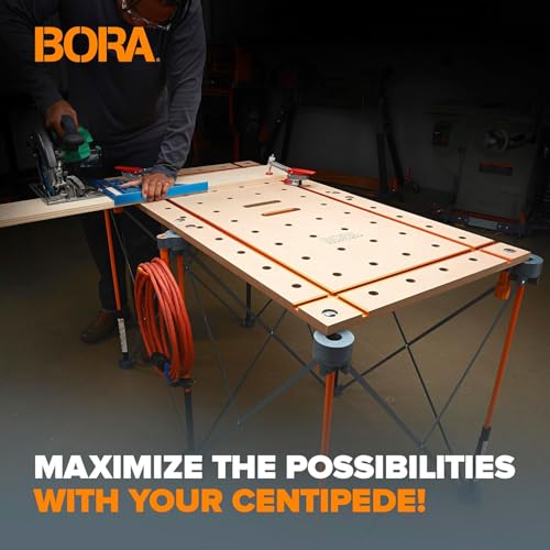 Bora Centipede Table Top 2x4 Folding Workbench Top with T-Tracks and Dog Holes for Accessories - Portable Work Table Tops for Bora Tools Centipede Stand - CK24T - Image 3