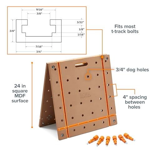 Bora Centipede Table Top 2x4 Folding Workbench Top with T-Tracks and Dog Holes for Accessories - Portable Work Table Tops for Bora Tools Centipede Stand - CK24T - Image 2