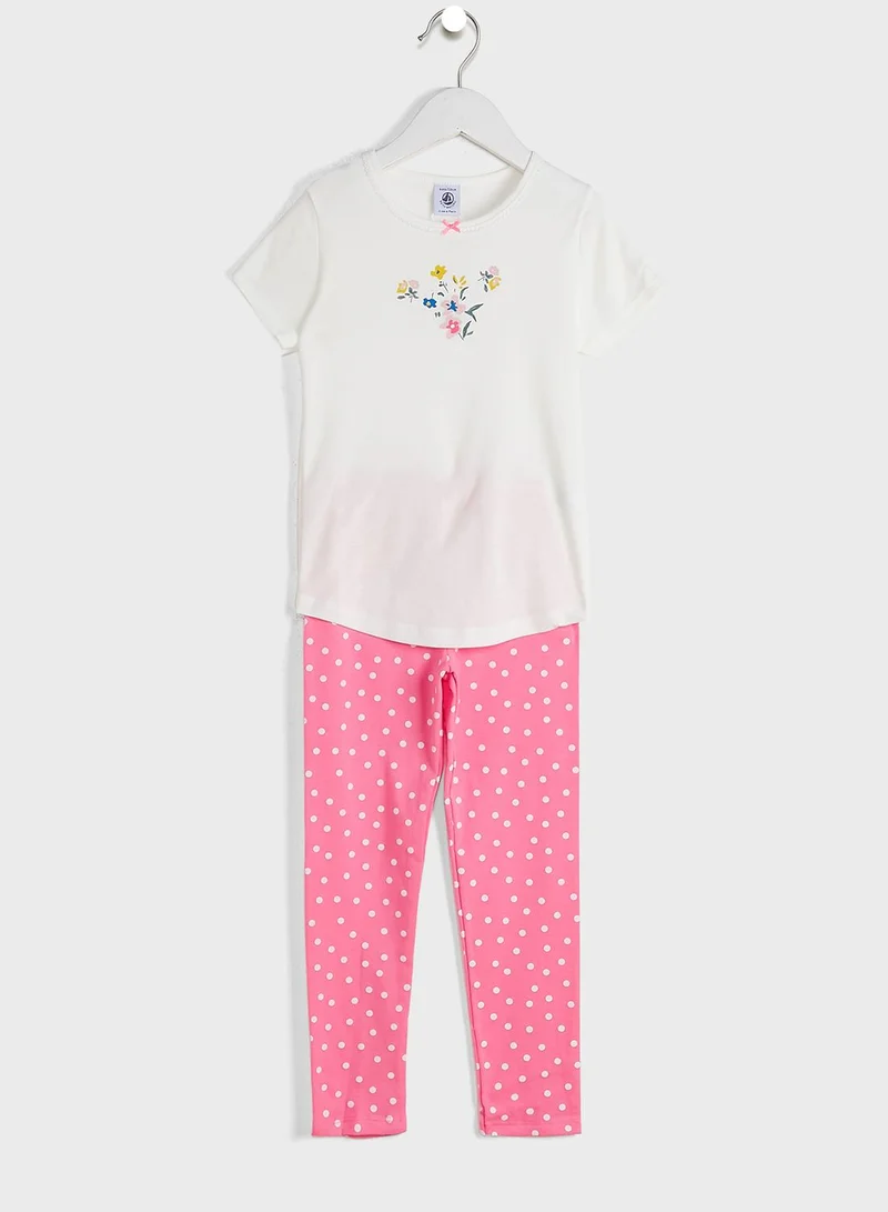 Petit Bateau Kids Flower Print Pyjama Set