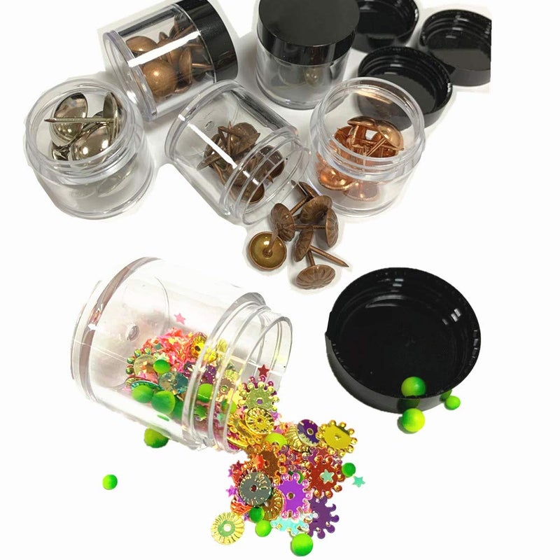 Xichen (24 Pieces) 10G/10Ml Clear Plastic Cosmetic Round Container Jars With Black Lids - Image 5