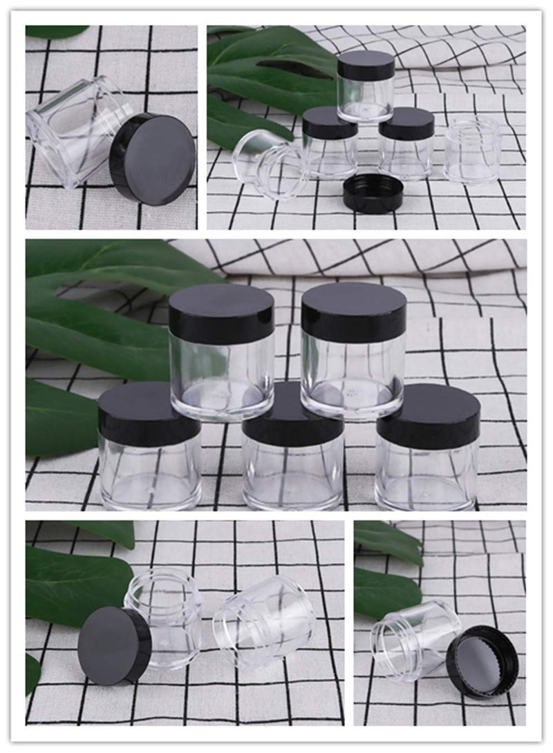 Xichen (24 Pieces) 10G/10Ml Clear Plastic Cosmetic Round Container Jars With Black Lids - Image 4