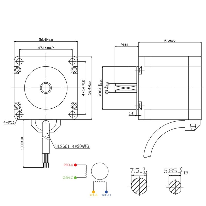 محرك خطوي NEMA23 3.0A 1.2N.m لآلة النقش والطحن CNC وطابعة ثلاثية الأبعاد بعمود مفرد 6.35 مم - Image 4