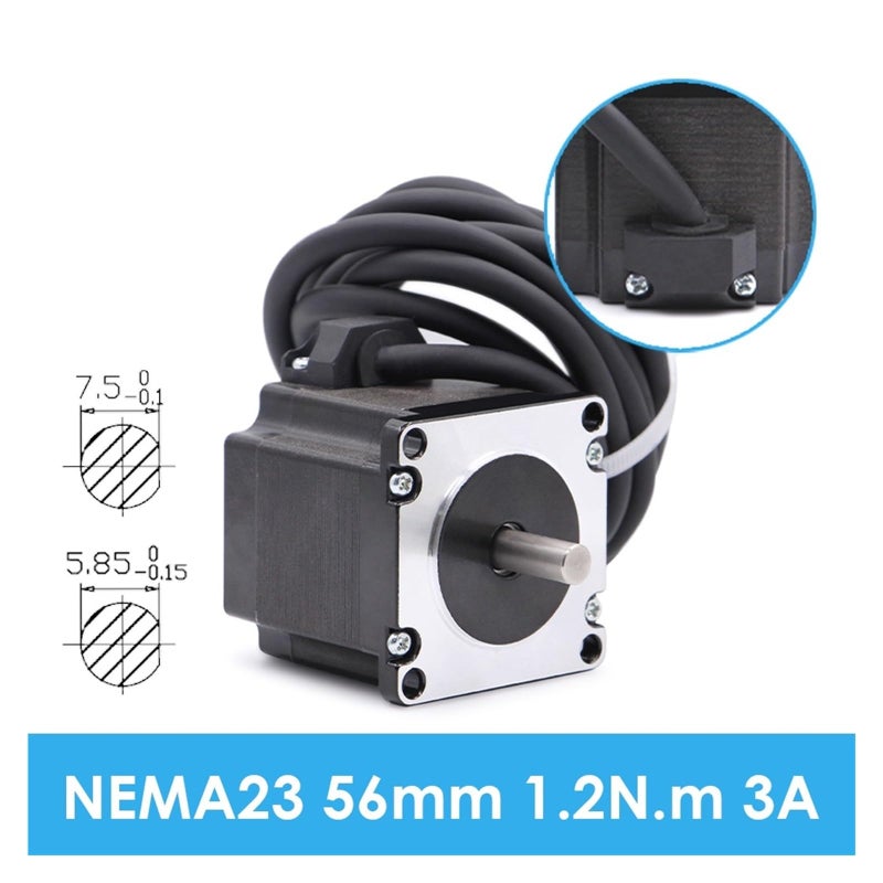 محرك خطوي NEMA23 3.0A 1.2N.m لآلة النقش والطحن CNC وطابعة ثلاثية الأبعاد بعمود مفرد 6.35 مم - Image 3