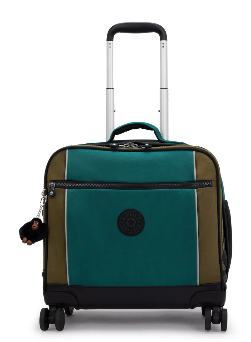 Kipling New Storia Kids' 4-Wheeled School Bag with Laptop Compartment Black Khaki Block