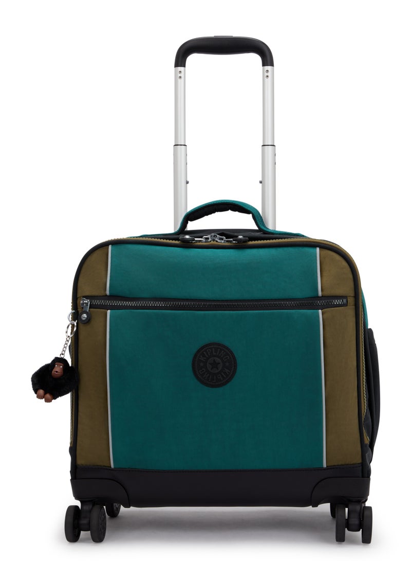 kipling New Storia Kids' 4-Wheeled School Bag with Laptop Compartment Black Khaki Block - Image 1