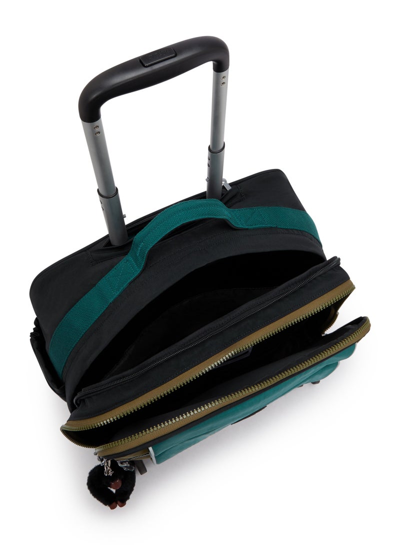 kipling New Storia Kids' 4-Wheeled School Bag with Laptop Compartment Black Khaki Block - Image 3