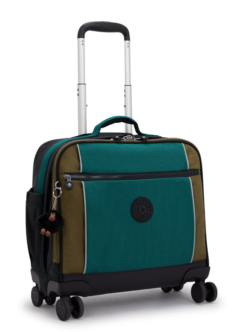 kipling New Storia Kids' 4-Wheeled School Bag with Laptop Compartment Black Khaki Block - Image 4