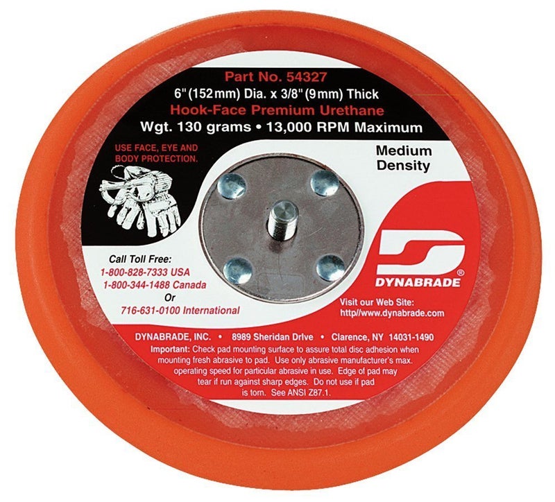 Dynabrade (54327) 6" (152 mm) Diameter Hook-Face Non-Vacuum Sanding Disc Pad, Short Nap, Teal | 3/8" (10 mm) Thick Urethane Medium Density, Swirl-Free Finish, 5/16"-24 Male Thread - Image 5
