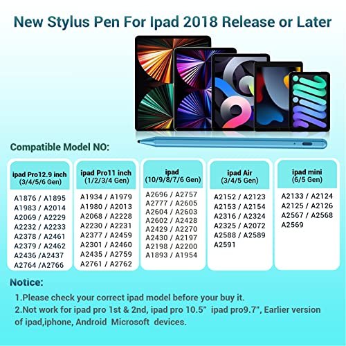 Yottn Stylus Pen for Apple iPad Pencil - Active Pencil A16 10th 9th 8th 7th 6th Generation Palm Rejection for Apple Pen 2018-2025 iPad mini A17 6th 5th Air M2 M3 5th 4th 3rd Gen iPad Pro M4 11-12.9 Inch - Image 2