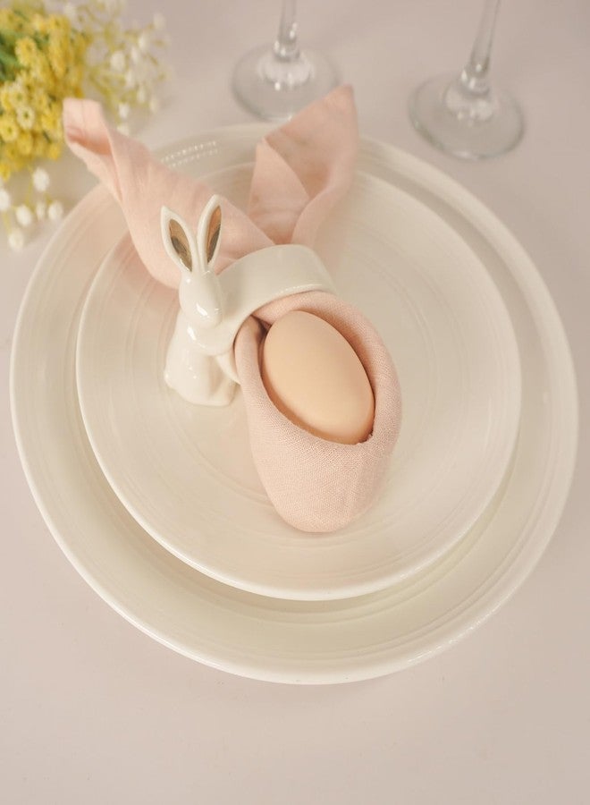 Utalek Easter Bunny Porcelain Napkin Rings Set of 6, Rabbit Napkin Ring Holders, White Bunny Ceramic Napkin Rings for Easter, Spring Party, Banquet, Dinner, Wedding Table Decor - Image 5