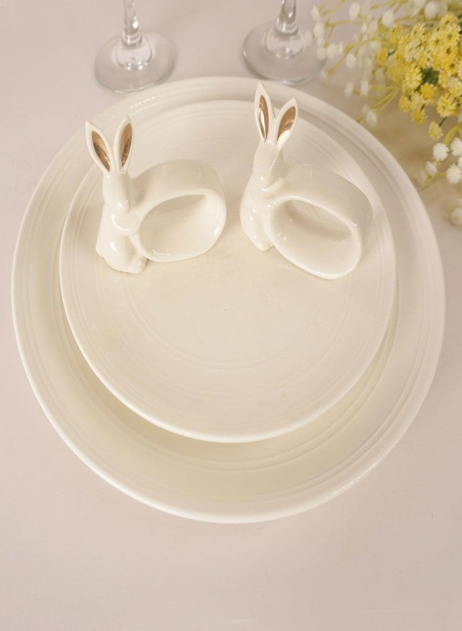Utalek Easter Bunny Porcelain Napkin Rings Set of 6, Rabbit Napkin Ring Holders, White Bunny Ceramic Napkin Rings for Easter, Spring Party, Banquet, Dinner, Wedding Table Decor - Image 3