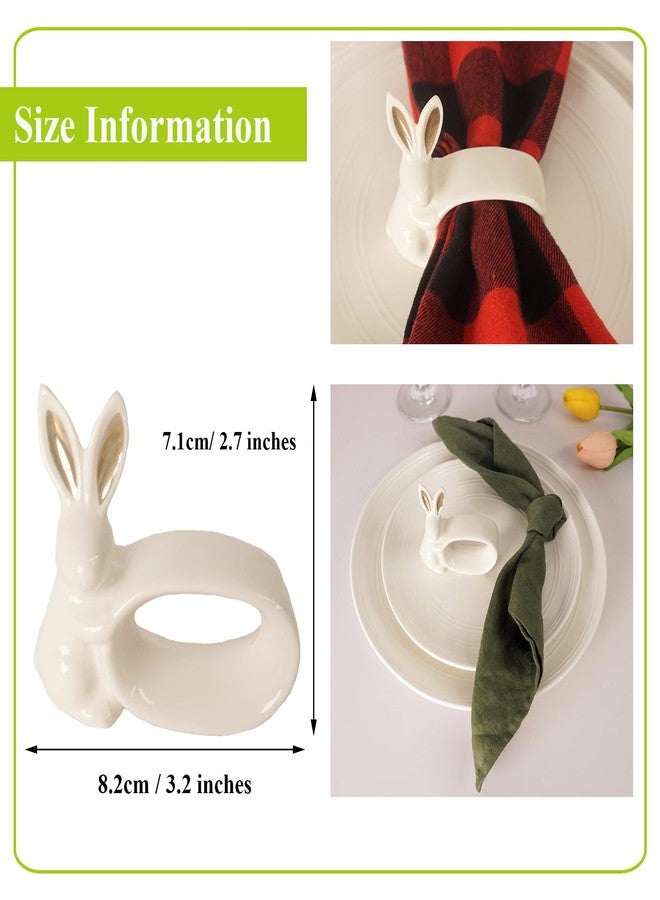 Utalek Easter Bunny Porcelain Napkin Rings Set of 6, Rabbit Napkin Ring Holders, White Bunny Ceramic Napkin Rings for Easter, Spring Party, Banquet, Dinner, Wedding Table Decor - Image 4