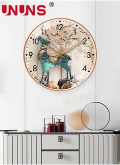 UNUNS 12Inch Wall Clock,Elk Pattern Non Ticking Battery Operated Silent Quartz Decorative Clocks For Bedroom Office Kitchen Patio Gym Bathroom Living Room Classroom Decor  - Image 4