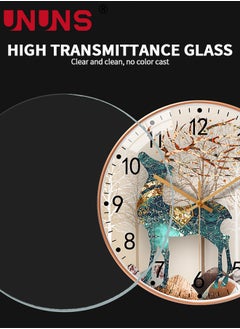 UNUNS 12Inch Wall Clock,Elk Pattern Non Ticking Battery Operated Silent Quartz Decorative Clocks For Bedroom Office Kitchen Patio Gym Bathroom Living Room Classroom Decor  - Image 3