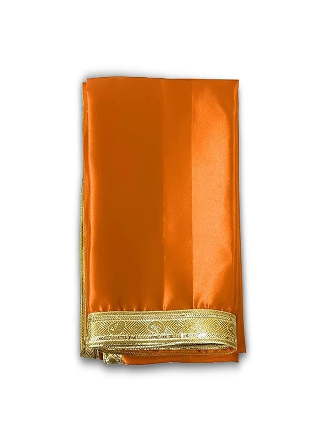 RMCG Traders Pooja Altar Cloth for Mandir - Orange Satin Cloth for Home Temple Use, Aasan for Pooja Table - Image 1