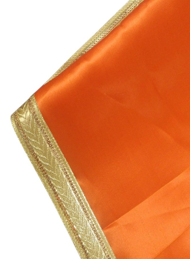 RMCG Traders Pooja Altar Cloth for Mandir - Orange Satin Cloth for Home Temple Use, Aasan for Pooja Table - Image 5