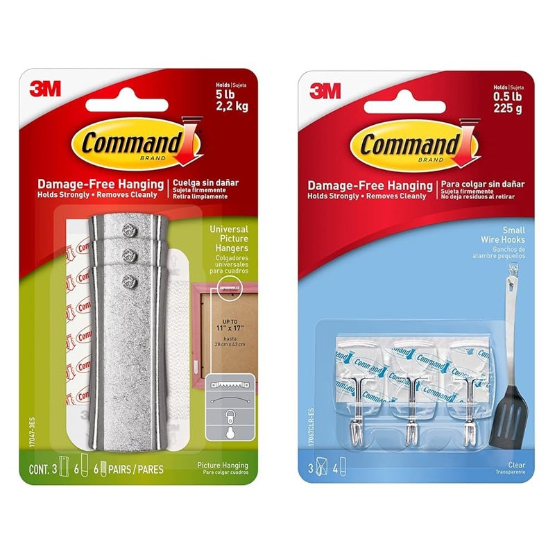 Command Command Universal Metal Picture Hanger and 2 Strips Self Adhesive Damage Free Walls Silver - Image 1