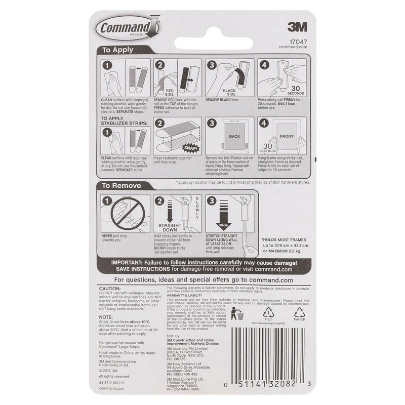 Command Command Universal Metal Picture Hanger and 2 Strips Self Adhesive Damage Free Walls Silver - Image 3