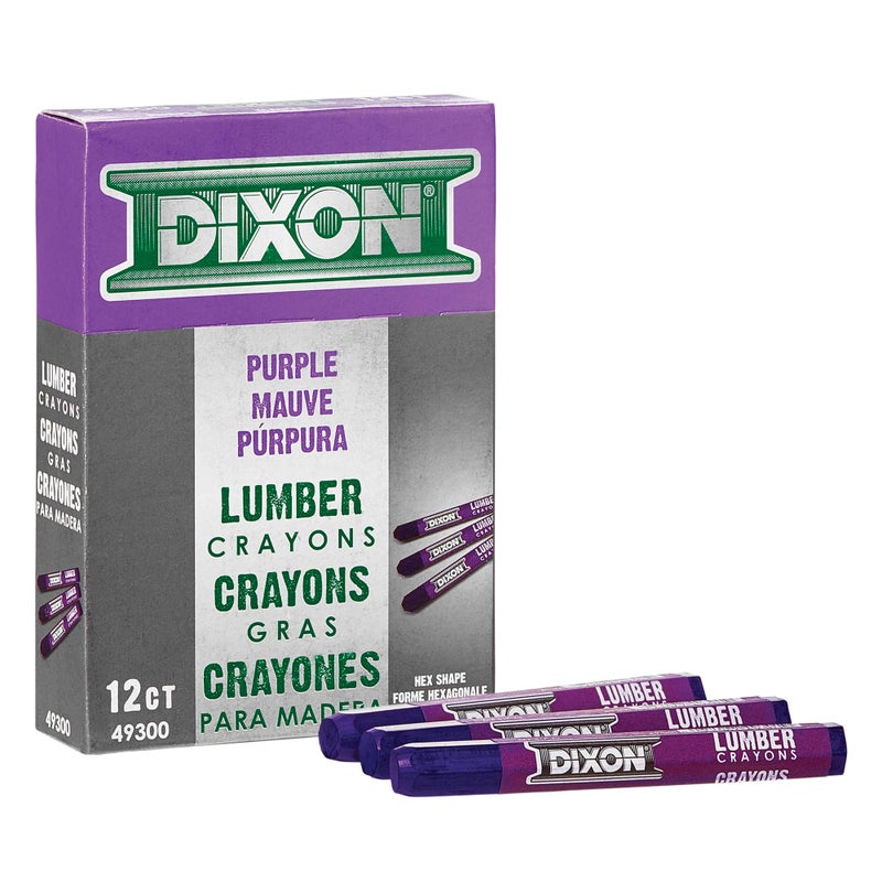 Dixon Industrial Lumber Marking Crayons 45 x 12 Hex Purple 12Pack 49300 - Image 2