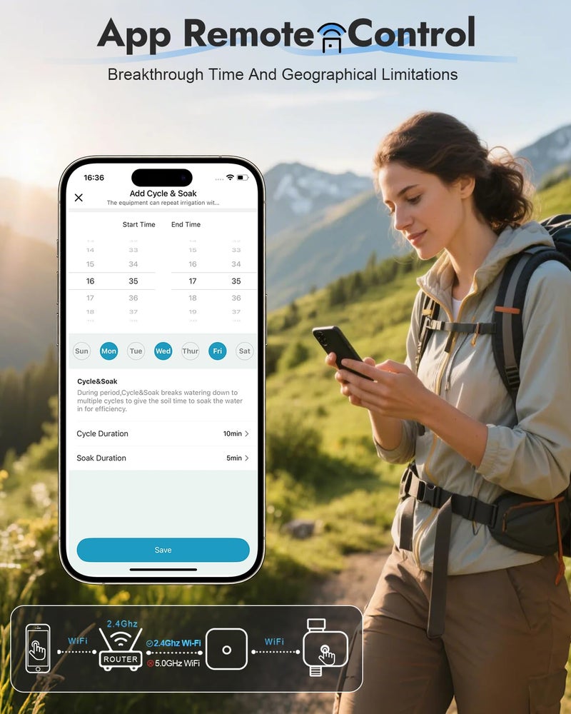 Insoma 1 Zone WiFi Water Timer with Brass Inlet, Smart Hose Timers with Hub Support 2.4GHz WiFi & Bluetooth, APP & Voice Control, Irrigation Timers with Rain Delay & Manual Watering for Yard, Lawn - Image 2