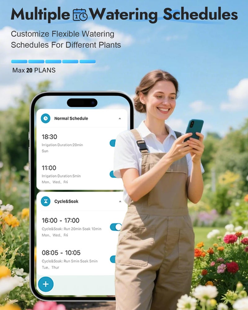 Insoma 1 Zone WiFi Water Timer with Brass Inlet, Smart Hose Timers with Hub Support 2.4GHz WiFi & Bluetooth, APP & Voice Control, Irrigation Timers with Rain Delay & Manual Watering for Yard, Lawn - Image 4