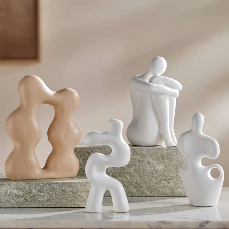 Pan Home Ceramic Irregular Shape Figurine - White - Image 3