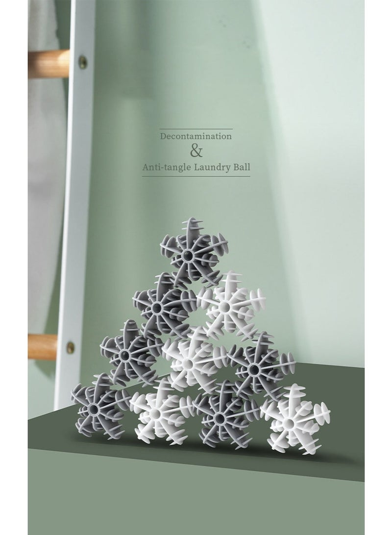 HOMESTAR 10PCS Dual-Color Snowflake Laundry Balls | Silicone Anti-Tangle Washing Balls | Front Load Washer Compatible | Deep Stain Removal & Fabric Protection | Water Flow Booster Technology | Color & Shape Safe | Reusable Up To 1000 Washes | Energy & Water Saving - Image 1